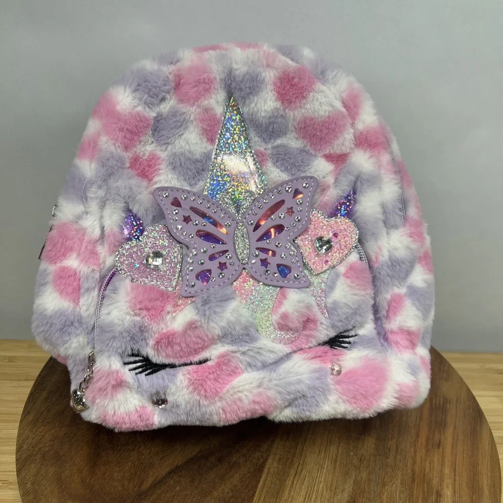 Miss‎ Gwen's OMG Accessories Unicorn Mini Backpack Faux Fur Butterfly NWT